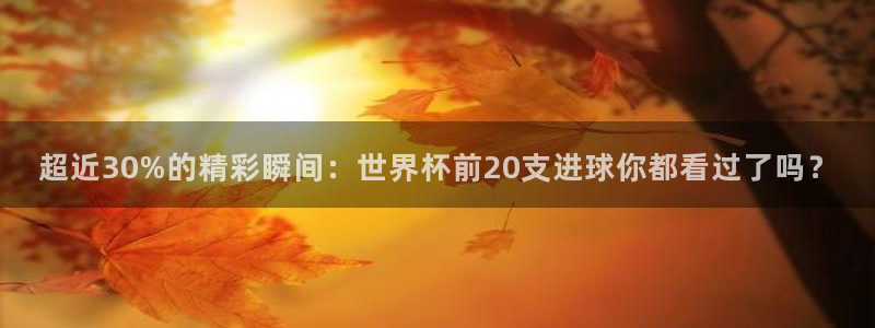 足球世界杯2026：超近30%的精彩瞬间：世界杯前20支进球你都看过了吗？